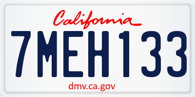 CA license plate 7MEH133