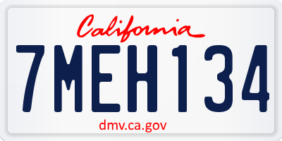 CA license plate 7MEH134