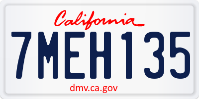 CA license plate 7MEH135