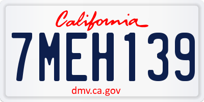 CA license plate 7MEH139