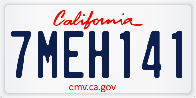 CA license plate 7MEH141