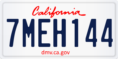 CA license plate 7MEH144