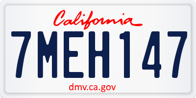 CA license plate 7MEH147