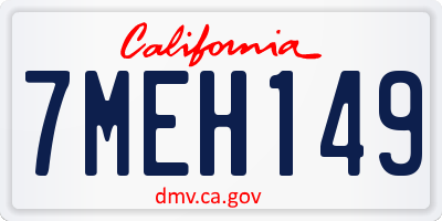 CA license plate 7MEH149