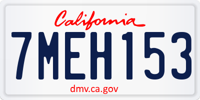CA license plate 7MEH153