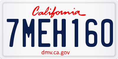 CA license plate 7MEH160
