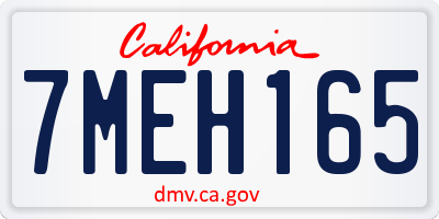 CA license plate 7MEH165