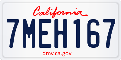 CA license plate 7MEH167