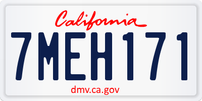 CA license plate 7MEH171