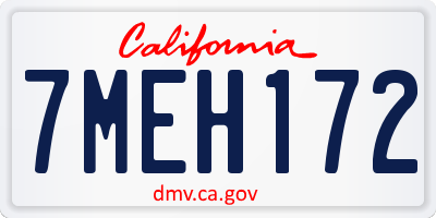 CA license plate 7MEH172