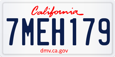 CA license plate 7MEH179