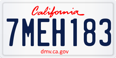 CA license plate 7MEH183