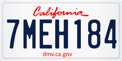 CA license plate 7MEH184