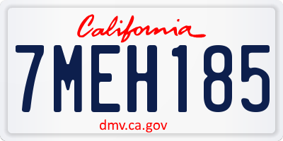 CA license plate 7MEH185