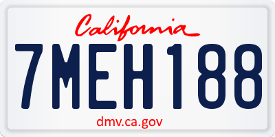 CA license plate 7MEH188