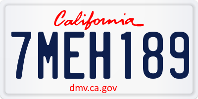CA license plate 7MEH189