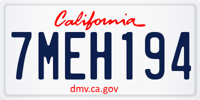 CA license plate 7MEH194