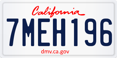 CA license plate 7MEH196