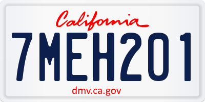 CA license plate 7MEH201