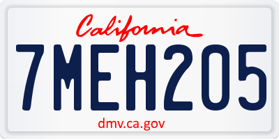 CA license plate 7MEH205