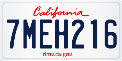 CA license plate 7MEH216