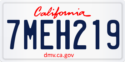 CA license plate 7MEH219