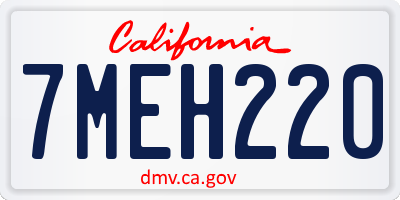 CA license plate 7MEH220