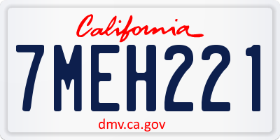 CA license plate 7MEH221