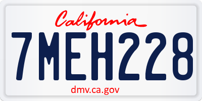CA license plate 7MEH228