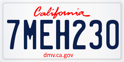 CA license plate 7MEH230
