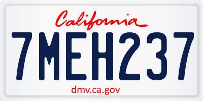 CA license plate 7MEH237