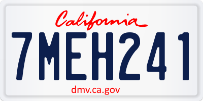 CA license plate 7MEH241