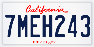 CA license plate 7MEH243