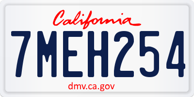 CA license plate 7MEH254