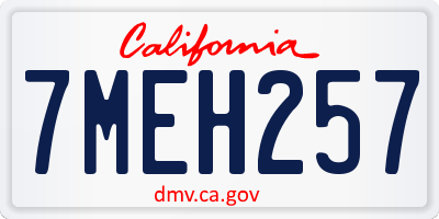 CA license plate 7MEH257