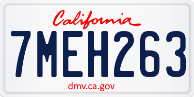 CA license plate 7MEH263