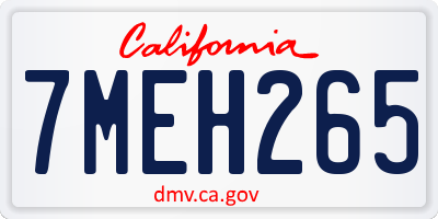 CA license plate 7MEH265