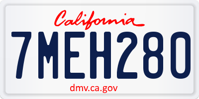 CA license plate 7MEH280