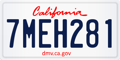 CA license plate 7MEH281