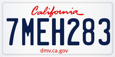 CA license plate 7MEH283