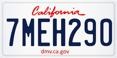 CA license plate 7MEH290