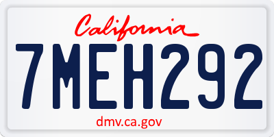 CA license plate 7MEH292
