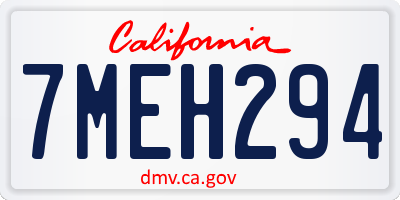 CA license plate 7MEH294