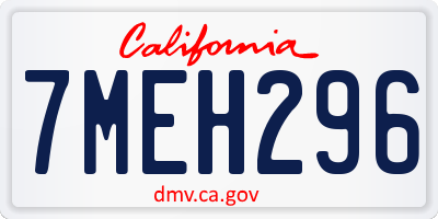 CA license plate 7MEH296