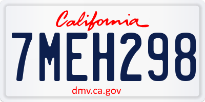 CA license plate 7MEH298