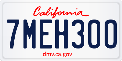CA license plate 7MEH300