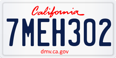 CA license plate 7MEH302