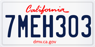 CA license plate 7MEH303