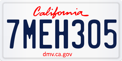 CA license plate 7MEH305