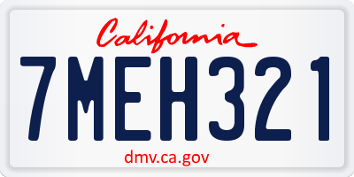 CA license plate 7MEH321